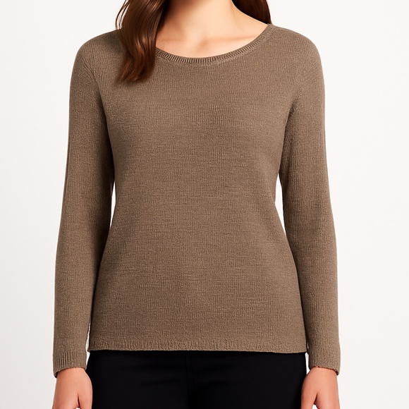 Rachel Zoe Sweater Taupe Knit Long Sleeve Minimalist Classic L - Picture 8 of 8